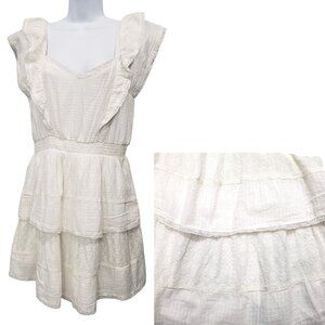 American Eagle Tiered Ruffle Lace Mini Dress Size S Cream Peasant Boho Fairy NWT